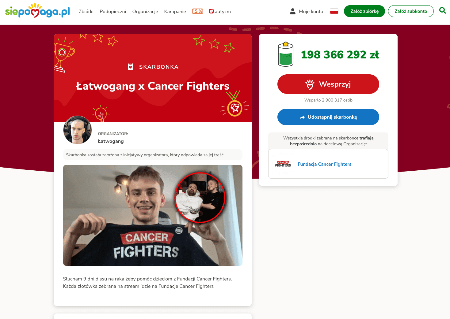 Łatwogang zakończył dziewięciodniowy stream. Internetowa zbiórka, która urosła do skali ogólnopolskiego zrywu. Ponad 250 MILIONÓW PLN